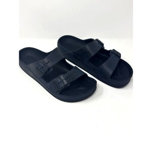 Funky Monkey Slides Size 11 Black Adjustable Double Buckle Flat Sandals